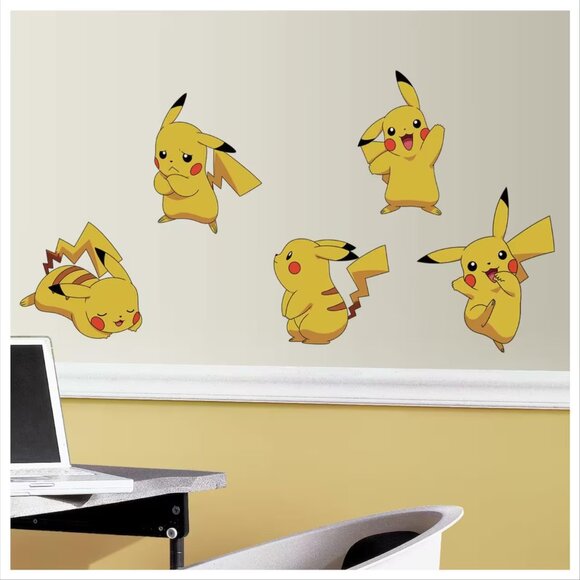 Pokemon Pikachu Stickers, Set of 8, Wall Decals, Reusable, Peel & Stick Wall Art - Picture 4 of 4